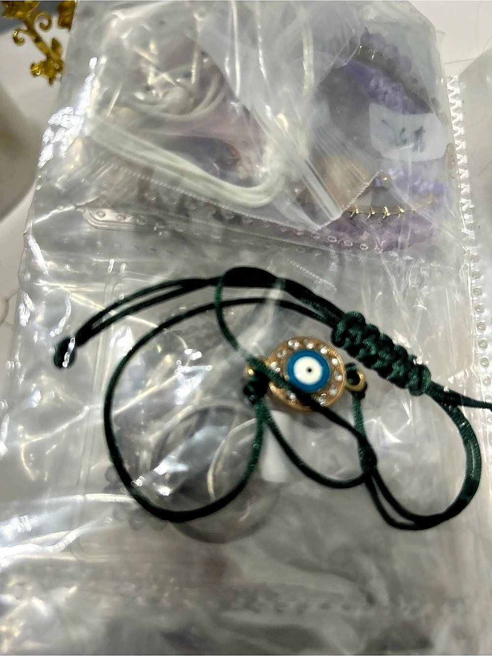 Green Evil Eye Cord Bracelet Like New